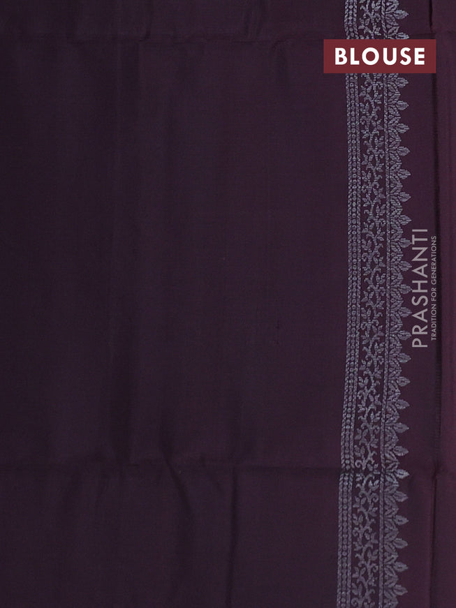 Pure soft silk saree brown with silver zari woven buttas and rich silver zari woven border