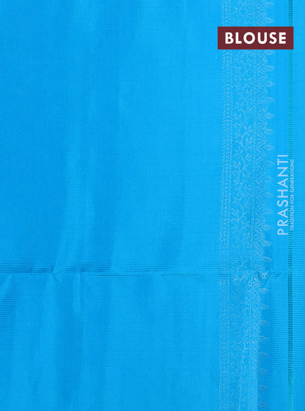 Pure soft silk saree cs blue with silver zari woven buttas and rich silver zari woven border