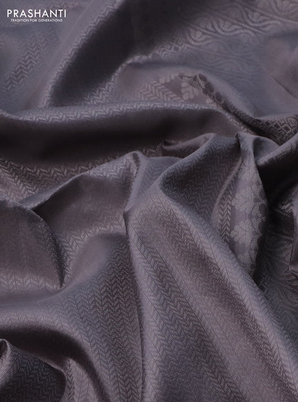 Pure soft silk saree grey with allover silver zari woven brocade weaves and rich silver zari border