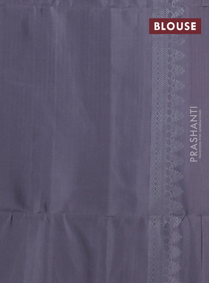 Pure soft silk saree grey with allover silver zari woven brocade weaves and rich silver zari border