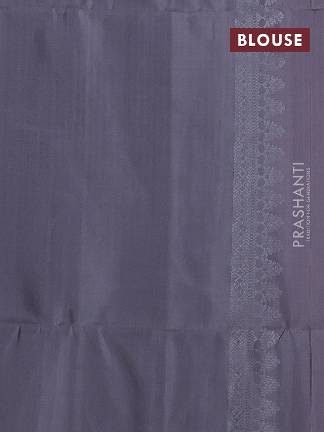 Pure soft silk saree grey with allover silver zari woven brocade weaves and rich silver zari border