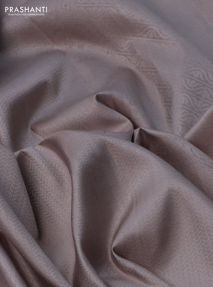 Pure soft silk saree beige with allover silver zari woven brocade weaves and rich silver zari border