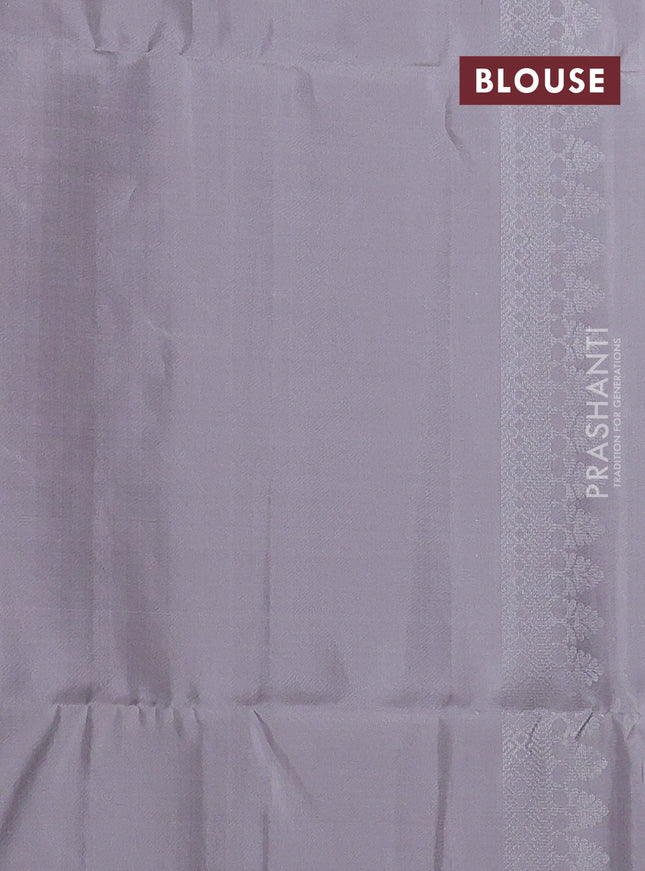 Pure soft silk saree beige with allover silver zari woven brocade weaves and rich silver zari border