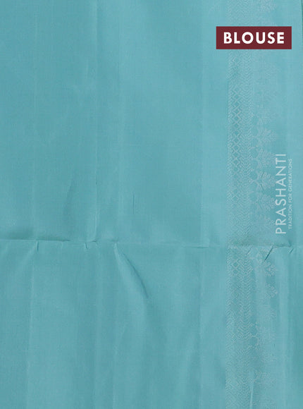 Pure soft silk saree pastel green with allover silver zari woven brocade weaves and rich silver zari border