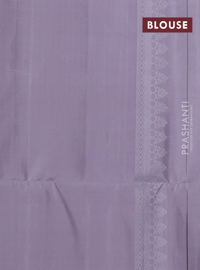 Pure soft silk saree pastel pink with allover silver zari woven brocade weaves and rich silver zari border