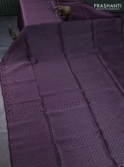 Pure soft silk saree wine shade with allover silver zari woven brocade weaves and rich silver zari border