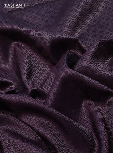Pure soft silk saree wine shade with allover silver zari woven brocade weaves and rich silver zari border