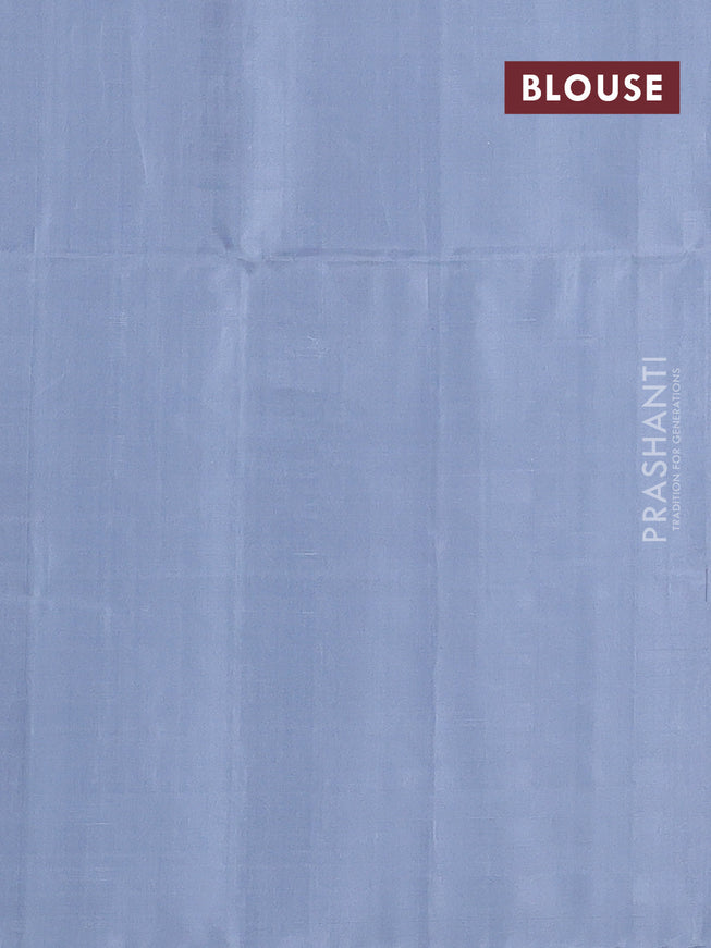 Pure soft silk saree pastel grey with allover silver zari woven brocade weaves and rich silver zari border