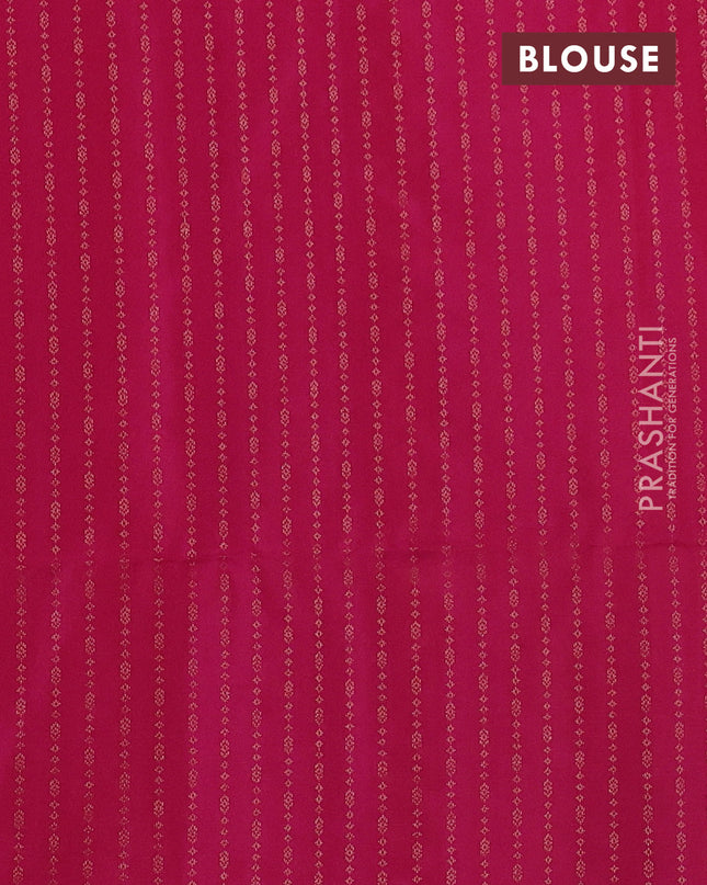Pure soft silk saree green and pink with allover zari weaves in borderless style