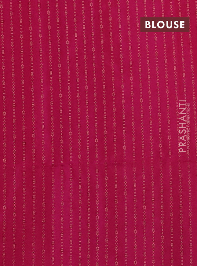 Pure soft silk saree green and pink with allover zari weaves in borderless style