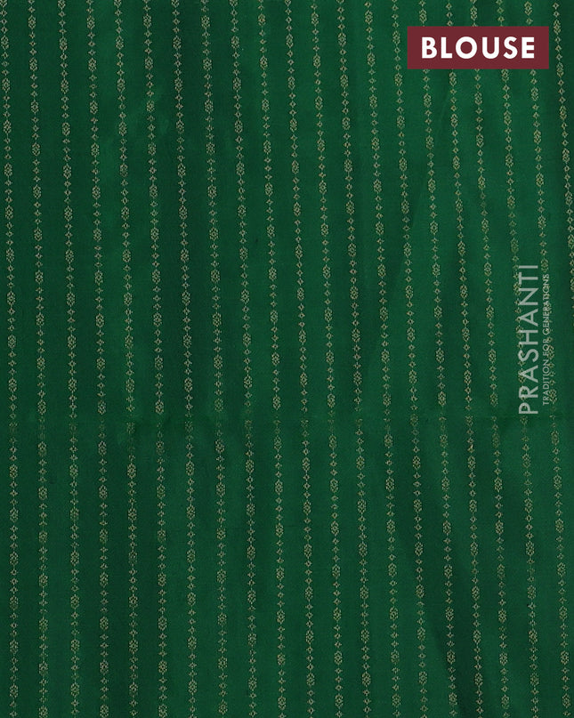 Pure soft silk saree red and green with allover zari weaves in borderless style