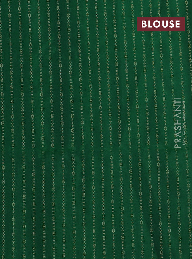 Pure soft silk saree red and green with allover zari weaves in borderless style