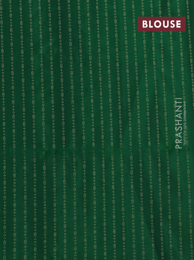 Pure soft silk saree red and green with allover zari weaves in borderless style