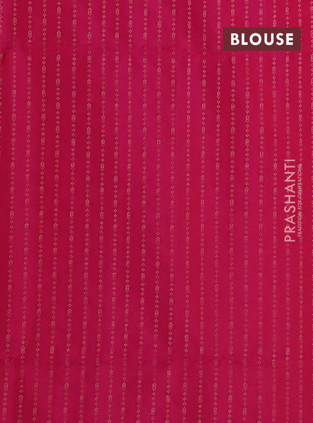 Pure soft silk saree yellow and pink with allover zari weaves in borderless style