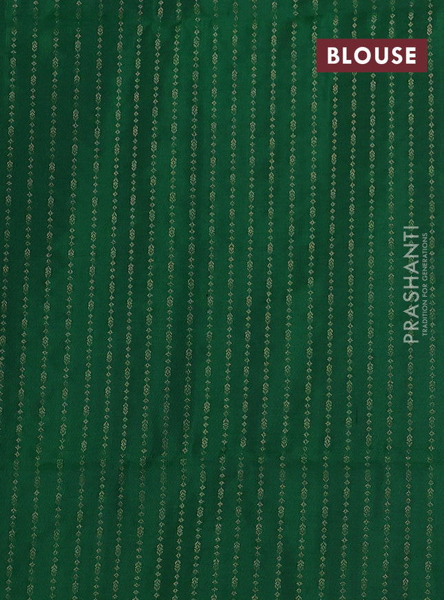 Pure soft silk saree dual shade of pinkish orange and green with allover zari weaves in borderless style