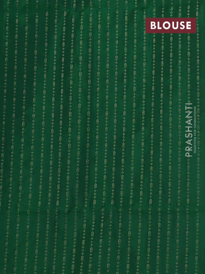 Pure soft silk saree dual shade of pinkish orange and green with allover zari weaves in borderless style