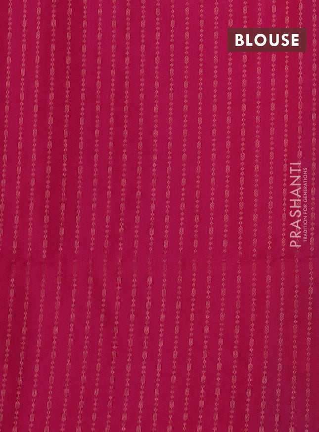 Pure soft silk saree dual shade of bluish green and pink with allover zari weaves in borderless style