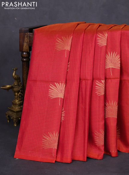 Pure soft silk saree dual shade of pink with allover small zari checks & buttas in borderless style