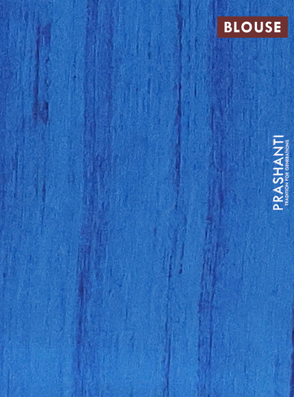 Semi tussar saree cs blue and beige with butta prints and madhubani printed pallu