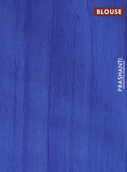 Semi tussar saree blue and beige with butta prints and madhubani printed pallu