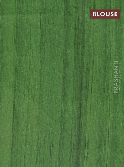 Semi tussar saree green and beige with butta prints and madhubani printed pallu