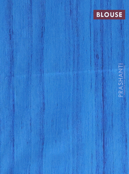 Semi tussar saree cs blue and beige with polka dot prints and madhubani printed pallu