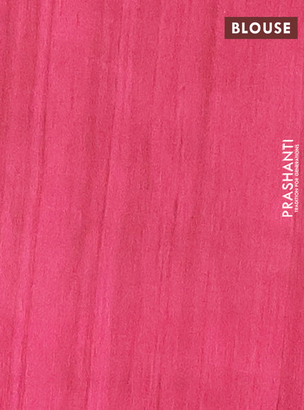 Semi tussar saree pink and beige with polka dot prints and madhubani printed pallu