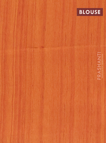 Semi tussar saree orange and beige with polka dot prints and madhubani printed pallu