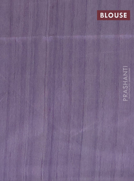 Semi tussar saree pastel lavender and beige with polka dot prints and madhubani printed pallu