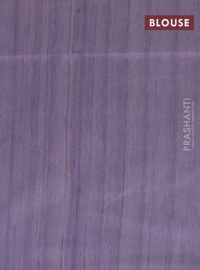 Semi tussar saree pastel lavender and beige with polka dot prints and madhubani printed pallu