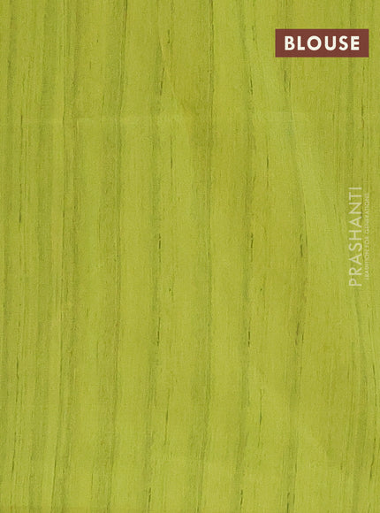 Semi tussar saree fluorescent green and beige with bandhini butta prints and mandhubani printed pallu