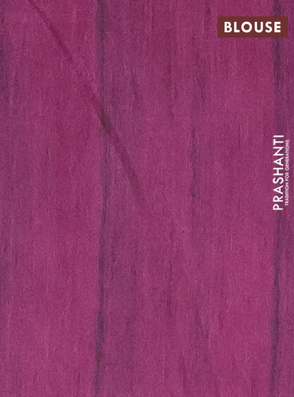 Semi tussar saree purple and beige with bandhini butta prints and mandhubani printed pallu