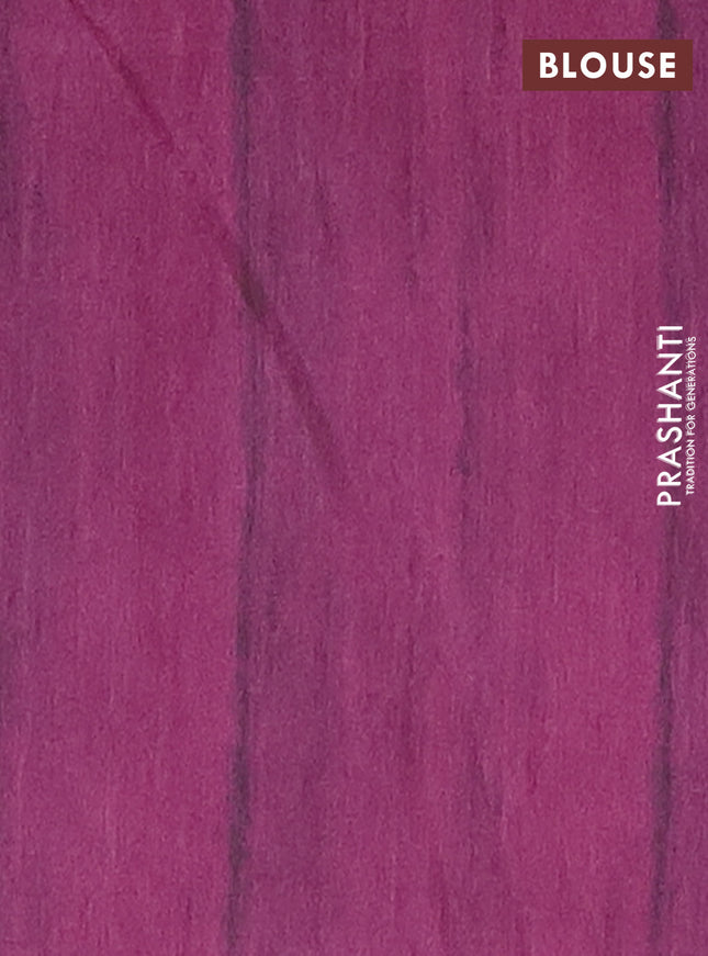 Semi tussar saree purple and beige with bandhini butta prints and mandhubani printed pallu