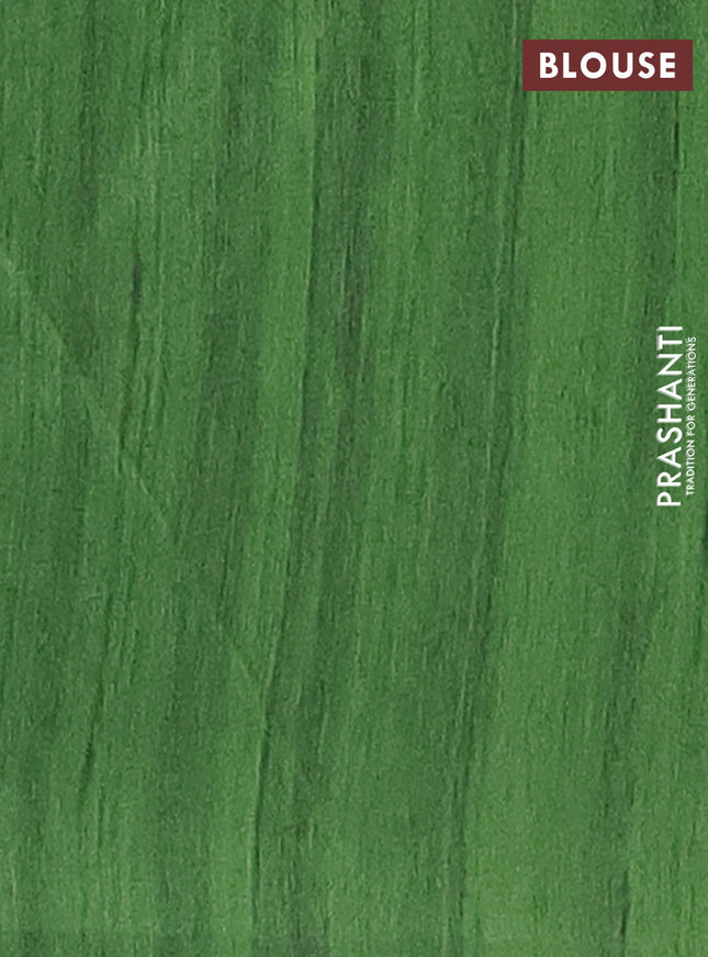 Semi tussar saree green and beige with bandhini butta prints and mandhubani printed pallu