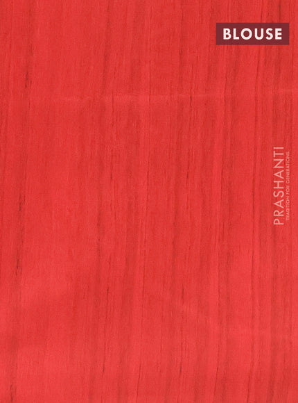 Semi tussar saree red and beige with bandhini butta prints and mandhubani printed pallu