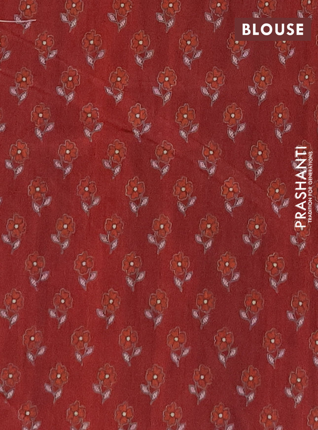 Semi tussar saree maroon and beige with allover prints and mandhubani printed pallu