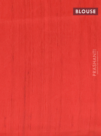 Semi tussar saree red and beige with allover walri butta prints and printed border