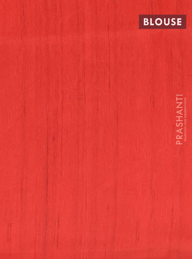 Semi tussar saree red and beige with allover walri butta prints and printed border