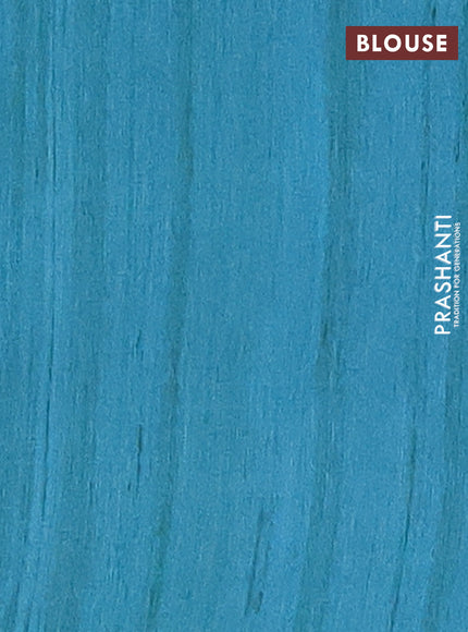 Semi tussar saree teal blue and beige with allover walri butta prints and printed border