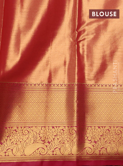 Bangalori tissue silk saree peach shade and pink with allover zari woven brocade weaves and long zari woven border