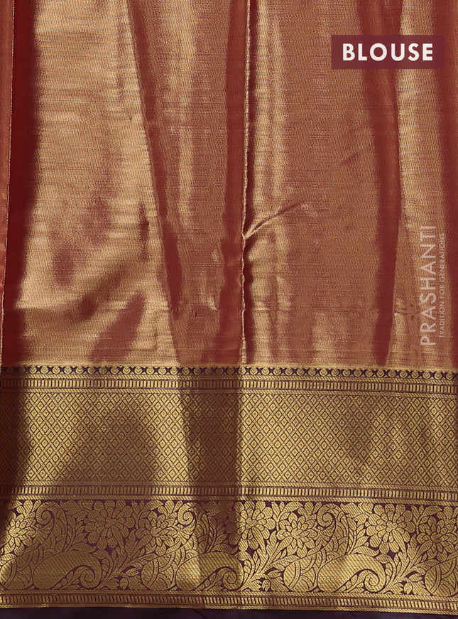 Bangalori tissue silk saree lavender and deep maroon with allover zari woven brocade weaves and long zari woven border
