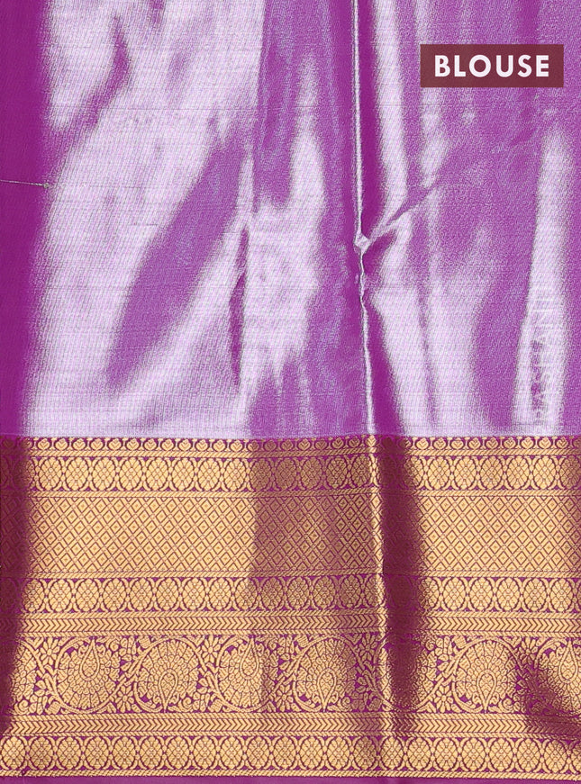 Bangalori tissue silk saree blue and purple with allover zari woven brocade weaves and long zari woven border