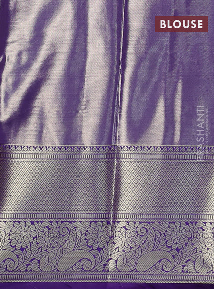 Bangalori tissue silk saree orange and violet with allover zari woven brocade weaves and long zari woven border