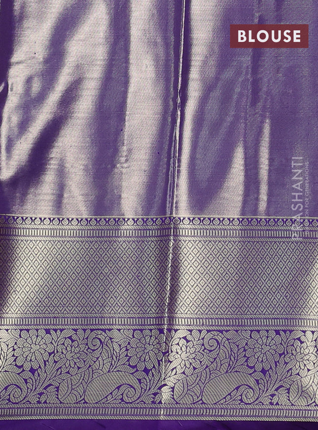 Bangalori tissue silk saree orange and violet with allover zari woven brocade weaves and long zari woven border