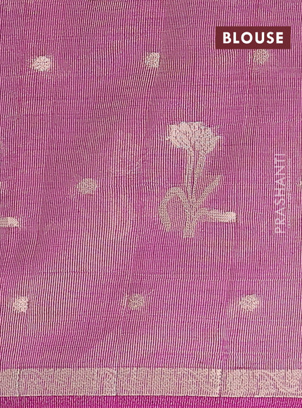 Semi raw silk saree purple with zari woven floral buttas and small zari woven border