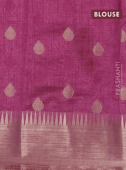 Semi raw silk saree mauve pink with thread & zari woven buttas and temple design zari woven border