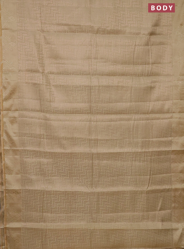 Semi raw silk saree sandal with allover zari weaves and simple border