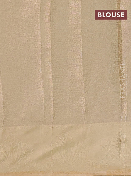 Semi raw silk saree sandal with allover zari weaves and simple border