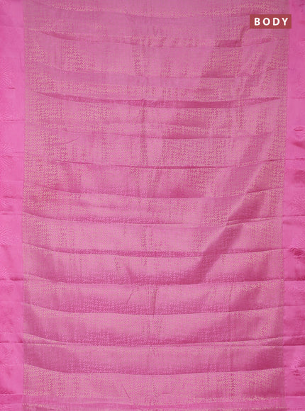Semi raw silk saree light pink with allover zari weaves and simple border
