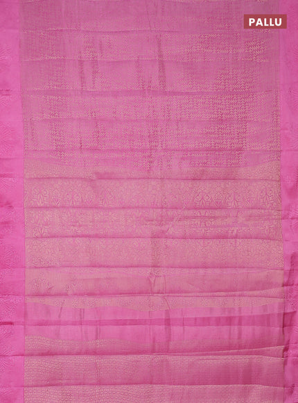 Semi raw silk saree light pink with allover zari weaves and simple border